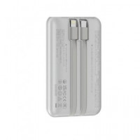 DEVIA Bateria Externa Portatil 10000mAh 22.5W Con Cable Tipo C Y Lightning Plata