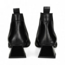 Botin Elastico Lados Piel Negro  RAS