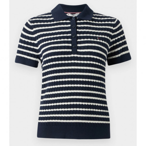 TOMMY HILFIGER - Co Cable Fine Gg Polo S/s Swt - 0BB - F|WW0WW41474/0BB
