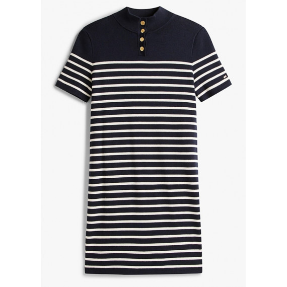 TOMMY HILFIGER - Co Jersey Mid Gg Shift S/s Dress - 0FI - F|WW0WW47368/0FI