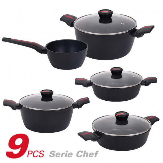 Bateria de Cocina Serie Chef LARRYHOUSE 9 Pcs