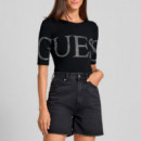 Body con Pedrería y Escote Pronunciado  GUESS
