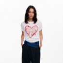 Camiseta Relieve Corazones  DESIGUAL