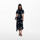 Vestido Asimétrico Trazos Flores  DESIGUAL