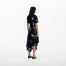 Vestido Asimétrico Trazos Flores  DESIGUAL