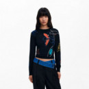 Jersey Fino Trazos Flores  DESIGUAL