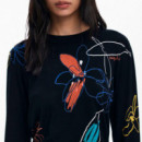 Jersey Fino Trazos Flores  DESIGUAL