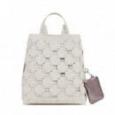 Mochila Parches Efecto Piel Mediana  DESIGUAL