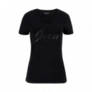 Camiseta con Logotipo Bordado  GUESS