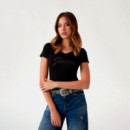 Camiseta con Logotipo Bordado  GUESS