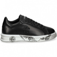 Goma Print Deportivo Logo Piel Negro  ROBERTO CAVALLI