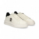 Talon Negro Logo Lado Piel Blanco  ROBERTO CAVALLI