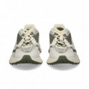 Deportivo Piel+malla Kaki+blanco  LACOSTE