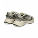 Deportivo Piel+malla Kaki+blanco  LACOSTE