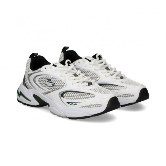 Deportivo Piel+malla Gris+blanco  LACOSTE