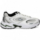 Deportivo Piel+malla Gris+blanco  LACOSTE