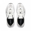 Deportivo Piel+malla Gris+blanco  LACOSTE