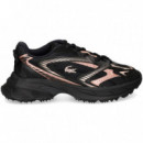 Deportivo Piel+malla Rosa+negro  LACOSTE