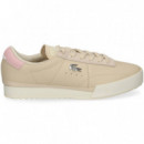 Talon Rosa Deportivo Piel Beige  LACOSTE