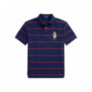 Polo RALPH LAUREN - SSKCCMSLM24-SHORT Sleeve-polo Shirt - PF25 Npt Nvy Rd Wn M Hrtg Bear - 710971839001/PF25 Npt Nvy Rd Wn M Hr