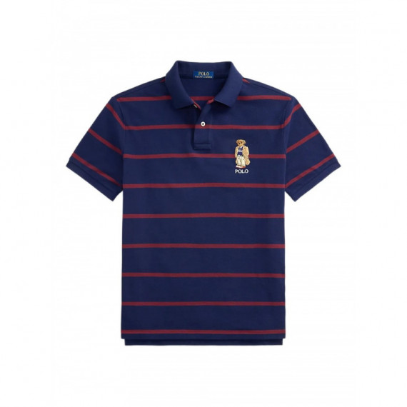 Polo RALPH LAUREN - SSKCCMSLM24-SHORT Sleeve-polo Shirt - PF25 Npt Nvy Rd Wn M Hrtg Bear - 710971839001/PF25 Npt Nvy Rd Wn M Hr