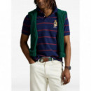 Polo RALPH LAUREN - SSKCCMSLM24-SHORT Sleeve-polo Shirt - PF25 Npt Nvy Rd Wn M Hrtg Bear - 710971839001/PF25 Npt Nvy Rd Wn M Hr
