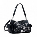 Bolso Bowling Efecto Piel Letras Mediano  DESIGUAL