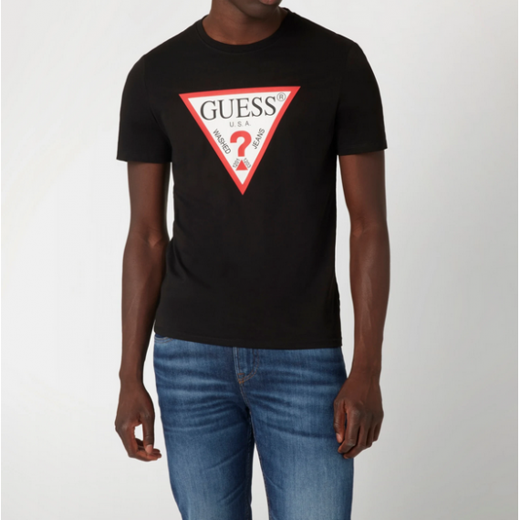 Camiseta GUESS Logo Triángulo Negra