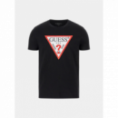 Camiseta GUESS Logo Triángulo Negra