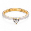 Anillo Corazón Chakra Blanco Recubrimiento en Oro de 14K 163088C01  PANDORA