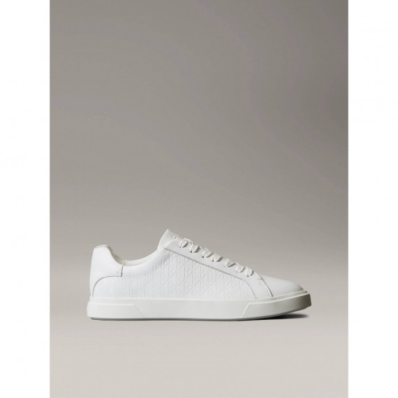 Low Pro Cups Lace Up Lth Aop Bright Whit  CALVIN KLEIN