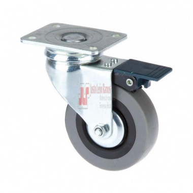 Rueda Con Pletina Gris 100 Mm Con Freno