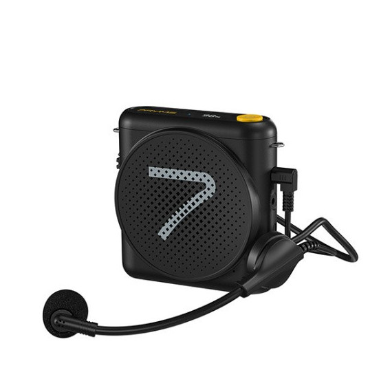 7RYMS Altavoz Amplificador con Auricular y Micrófono de Cable Negro