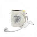 7RYMS Altavoz Amplificador con Auricular y Micrófono de Cable Blanco