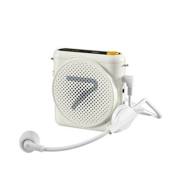 7RYMS Altavoz Amplificador con Auricular y Micrófono de Cable Blanco