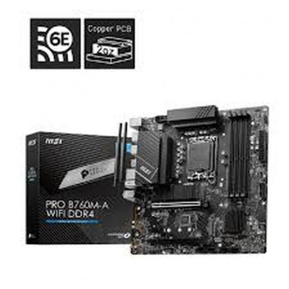 MSI Placa Base Pro B760M-A Wifi DDR5 LGA1700 Gen 12.ª - 13.ª / 4XDDR5 / 2XM.2