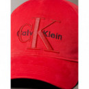 Large Layered Monologo Cap Flame Scarlet  CALVIN KLEIN