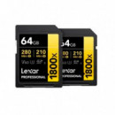 LEXAR Professional 1800X Sdxc Uhs-ii 64GB (2 Unidades)