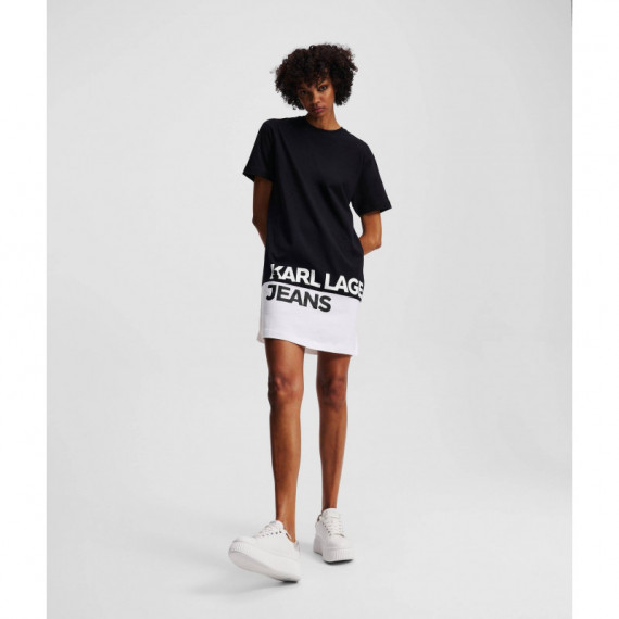 Klj Blocked Logo Tee Dress Black  KARL LAGERFELD