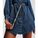 Klj Puff Sleeve Denim Dress Washed Dark  KARL LAGERFELD