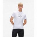 Klj Slim Outline Logo Tee White  KARL LAGERFELD