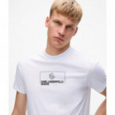 Klj Slim Outline Logo Tee White  KARL LAGERFELD