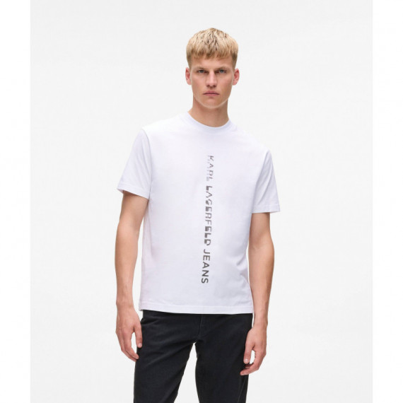 Klj Reg Vertical Logo Tee White  KARL LAGERFELD