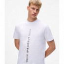 Klj Reg Vertical Logo Tee White  KARL LAGERFELD
