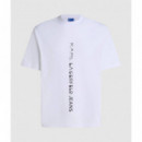 Klj Reg Vertical Logo Tee White  KARL LAGERFELD