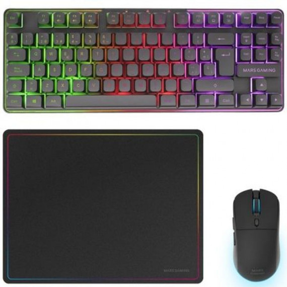 MARS GAMING Teclado Mcpwtkl + Raton Optico + Alfombrilla  Negro