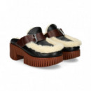 Zueco Hebilla Vivo Pelo Piel Negro  4CCCCEES