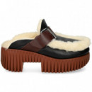 Zueco Hebilla Vivo Pelo Piel Negro  4CCCCEES