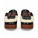 Zueco Hebilla Vivo Pelo Piel Negro  4CCCCEES