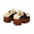 Zueco Hebilla Vivo Pelo Piel Negro  4CCCCEES